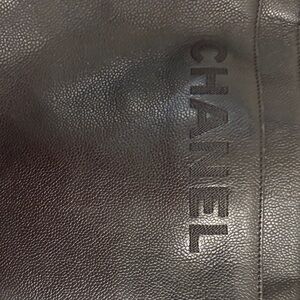 CHANEL Textured Black Leather Accessory